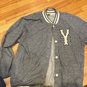 Divided Gray Bomber Jacket with White Accents